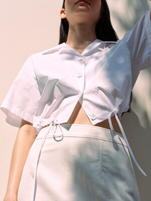 Crop String Shirts Blouse  White (KE4560M071)