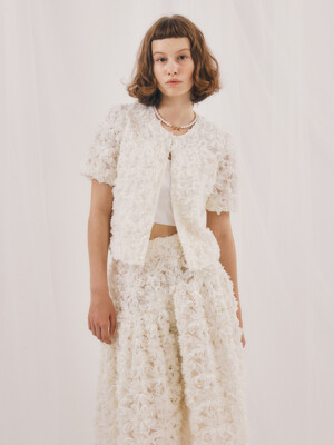 White Floral Tulle Jacket