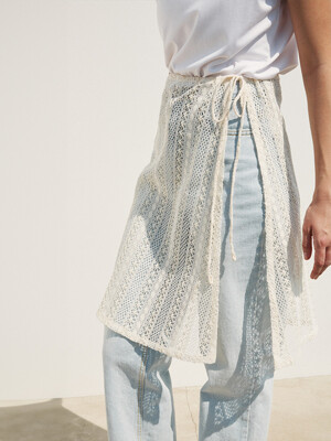 TIE WAIST LAYERED LACE SKIRT