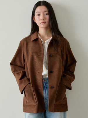 suede single half jacket (vintage brown)