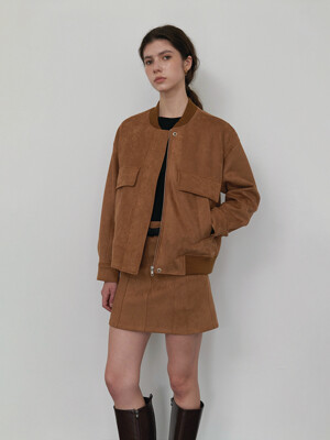 Suede jersey blouson - Camel