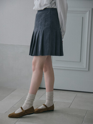 CORDUROY PLEATS SKIRT_2COLOR