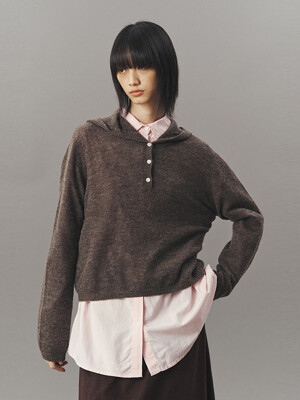 [단독]WOOL HOODED PULL-OVER_BROWN