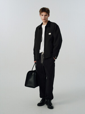 UNISEX LEATHER LOGO SWEAT PANTS BLACK_M_UDPA5A101BK
