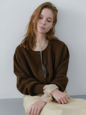 DOUBLE VOLUME CARDIGAN_CHOCO BROWN