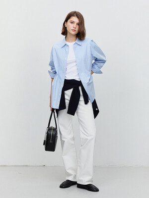 UNISEX PAPERLY COTTON OVERSIZED SHIRT SOFT BLUE_UDSH5A107B1