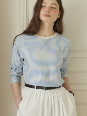 Stripe Raglan T-shirt - Sky blue