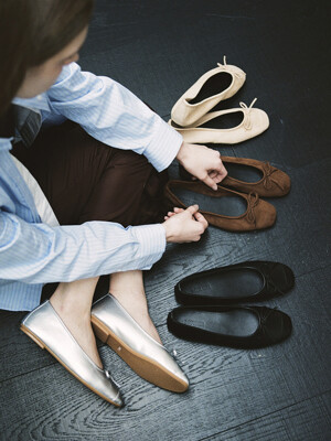 me008 plie ribon flat toe shoes_4color