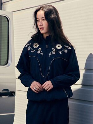 [3차: 4/25발송] Embroidery Western Windbreaker Navy_F251JK06