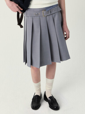 25SS YORK PLEATS SKIRT (LIGHT GREY)