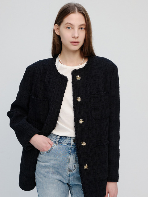 프론트로우 [이태리 트위드]Trimmed Over-fit Tweed Jacket_3color
