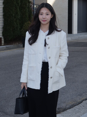[이태리 트위드]Trimmed Over-fit Tweed Jacket_2color