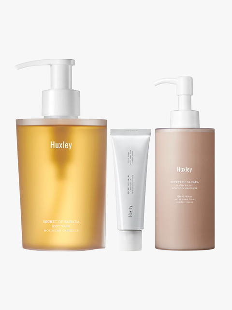 헉슬리 [리필 파우치 증정] 바디 워시 300ml + 바디 크림 200ml+핸드크림 30ml 모로칸 가드너 3종 세트