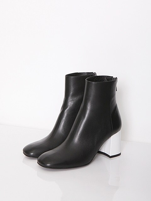 BACK POINT SQUARE BOOTS - BLACK + WHITE_7cm