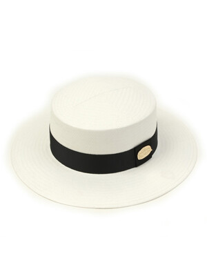 White Flat Long Panama Hat GD 파나마햇