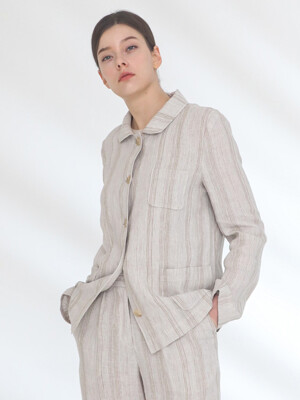 LINEN STRIPE UTILITY JACKET