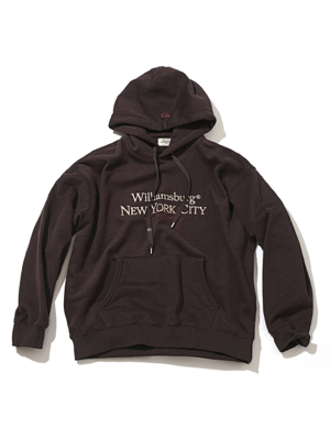 Lettering Logo Brushed Hoodie_Dark Brown