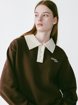 Collar Button Sweatshirt Brown