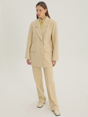 Tailored Straight-Leg Pants Beige