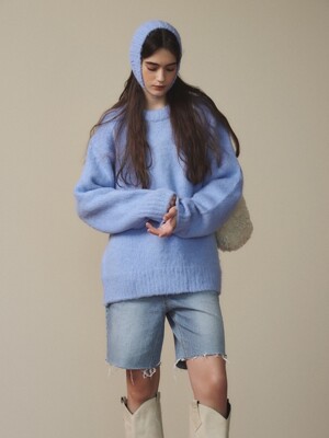 Furry Woolpaca Overfit Knit / Blue