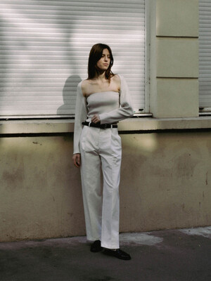 Classic wide tuck pants / Ivory