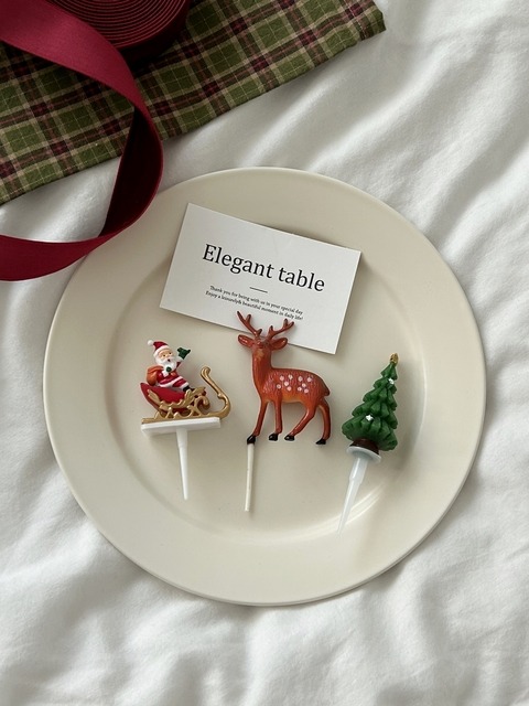 키친 - 앨리건트테이블 (Elegant table) - 메리 크리스마스 케이크픽 앤 토퍼 9종 홈파티