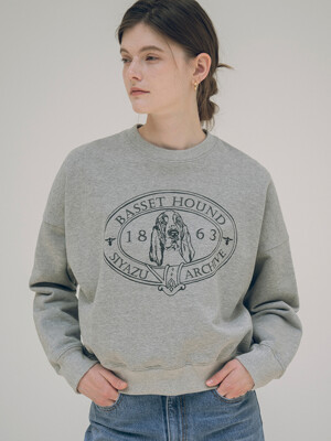 SITP5072 basset hound sweat shirt_Melange gray