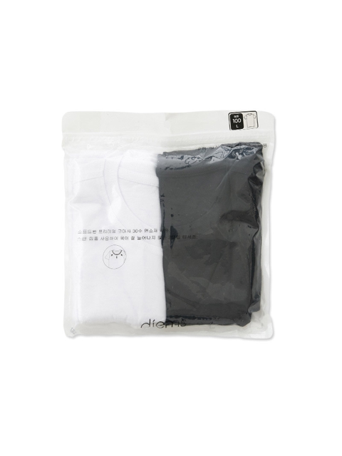티셔츠 - 에스티코 (STCO) - [DIEMS by STCO] 라운드 티셔츠 2장 묶음PACK (화이트+블랙) (블랙)