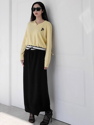 실버밴딩 니트 맥시스커트 Silver rib banding Knit maxi skirt