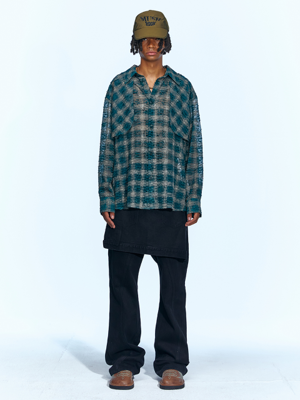 GLEN OVERDYED WRAP STRAIGHT-LEG JEANS apa645m(BLACK)