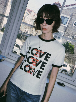 A3442 LOVE ringer T-shirt_White/Black