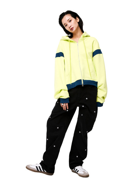 아우터 - 데이지신드롬 (DAISY SYNDROME) - DAISY VARSITY HOOD ZIP-UP / GREEN
