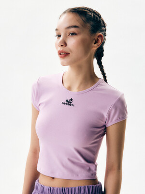 RAINFOREST CAP SLEEVE BABY RIB CROPPED TOP (SWEET LILAC)