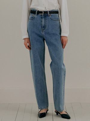 curved denim pants (light blue)