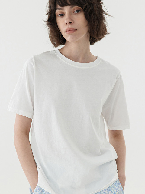 티셔츠,라운지웨어 - 코즈넉 (KOZNOK) - 코즈넉 마들렌 기본 여성 반팔 티셔츠 (아이보리)