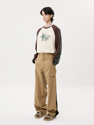 LEAF COLOR BLOCK PANTS (BEIGE)