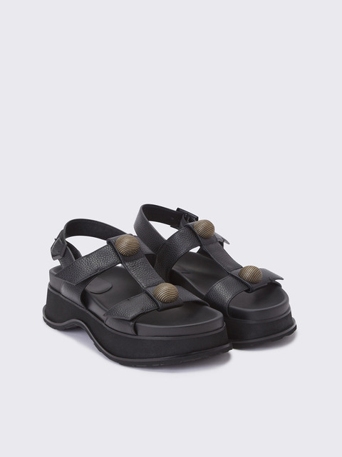 샌들 - 슈콤마보니 (SUECOMMA BONNIE) - Metal symbol cross sandal(black)_DG2AM23016BLK