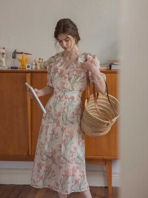 DORIS frill flower dress_pink flower