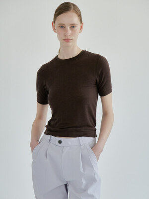 Slim Fit Wool T-shirt (Brown)