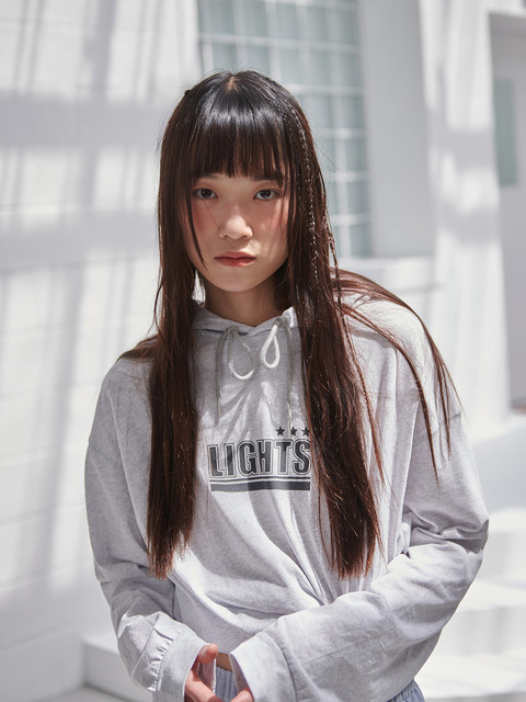 티셔츠,티셔츠 - 세이어 (SAYER) - LIGHTS PRINT HOOD T SHIRT - WHITE MELANGE