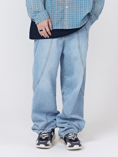 데님 - 카고브로스 (CARGOBROS) - CB VINTAGE INCISION WIDE DENIM PANTS (INDIGO)