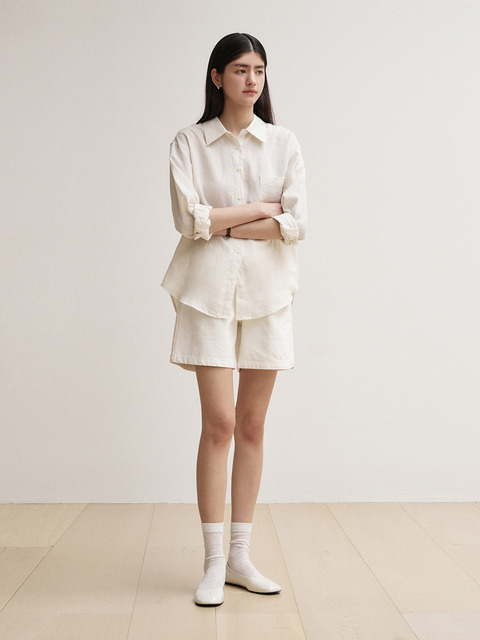 데님,팬츠 - 세이지먼트 (SAGEMENT) - CREAM TUCK HALF PANTS