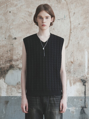 DM1014 KNIT VEST_BLACK