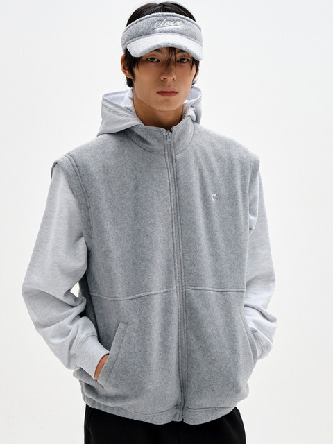 골프 - 클로브  (CLOVE) - [23FW clove] Fleece Zip-up Vest (Melange Grey)