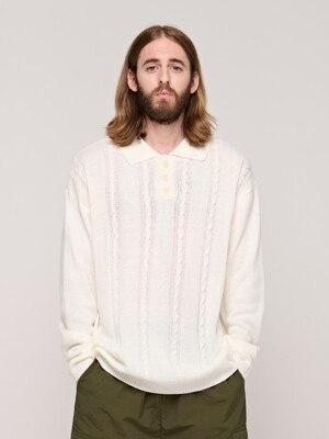 CB CABLE COLLAR KNIT (IVORY)