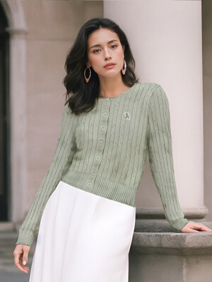 lilibet crop knit cardigan green