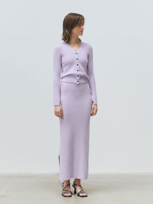 italy cashmere 20% - v-neck rib cardigan (lavender)
