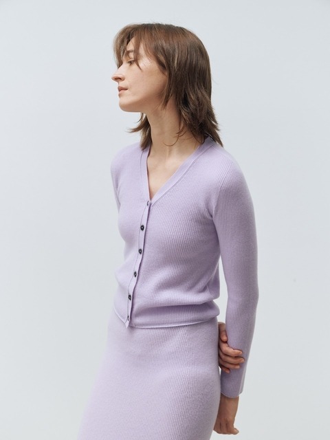 니트,니트 - 르희 (LEHEE) - italy cashmere 20% - v-neck rib cardigan (lavender)