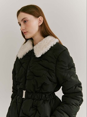 Fur Collar Padding Coat-Black