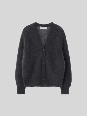 V-NECK MOHAIR CARDIGAN [CHARCOAL]
